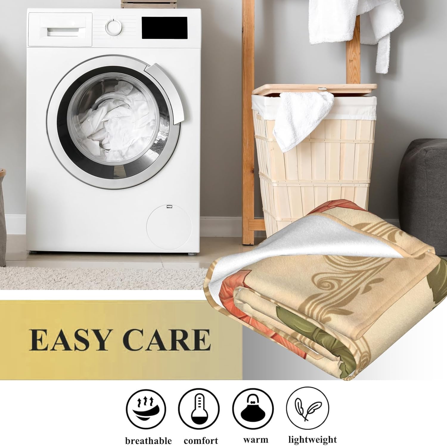 Horse Barn Blanket, Comfy & Warm Flannel Two Horses in Rustic Stable Throw Blanket for Couch, Gifts for Women Kids Adults, Soft Fuzzy Lightweight Travel Bed Blankets for Decor 50"×60" - Image 5