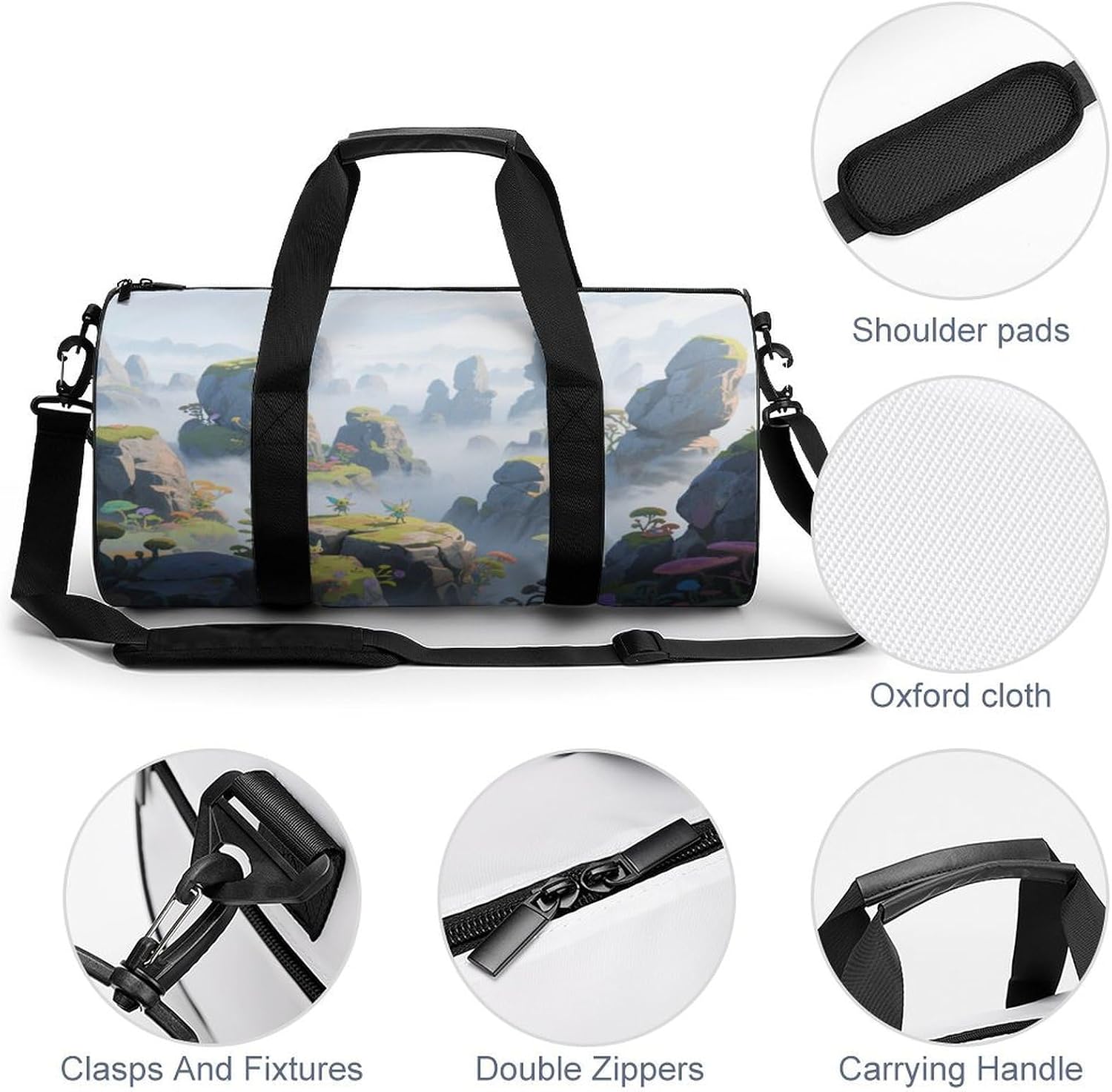 Misty Stone Forest Gym Bag Duffle Bags Weekender Overnight Bag image 5