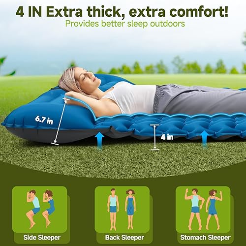 Miniatura 2 de Colchón inflable para colchoneta de dormir para acampar cama de camping inflable con bomba de pie incorporada para tienda de campaña - Alfombra