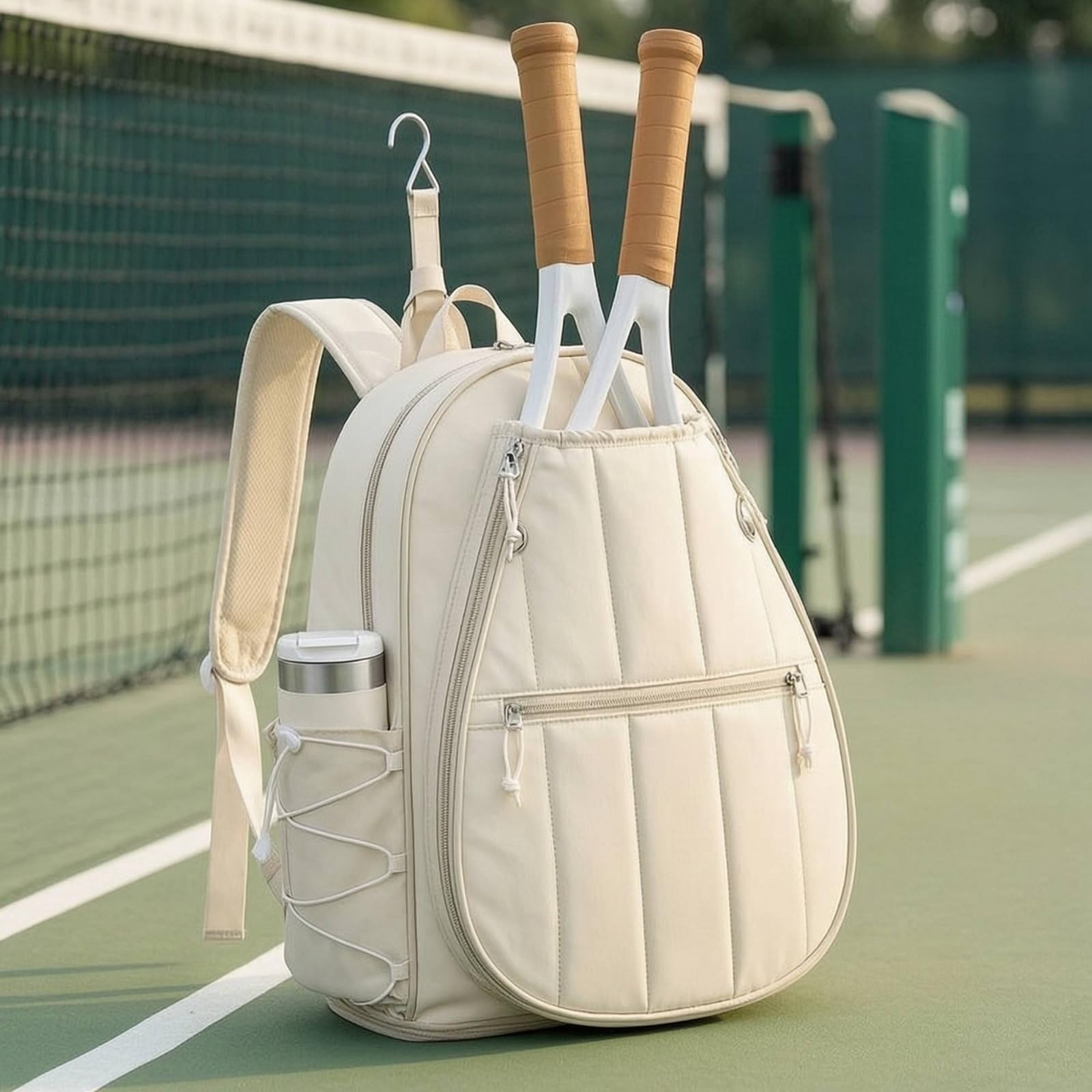 Bolsa Entrenamiento para Mujer con Compartimento para Zapatillas Mochila Tenis con Gancho y Panel Transpirable para Gimnasio y Viaje