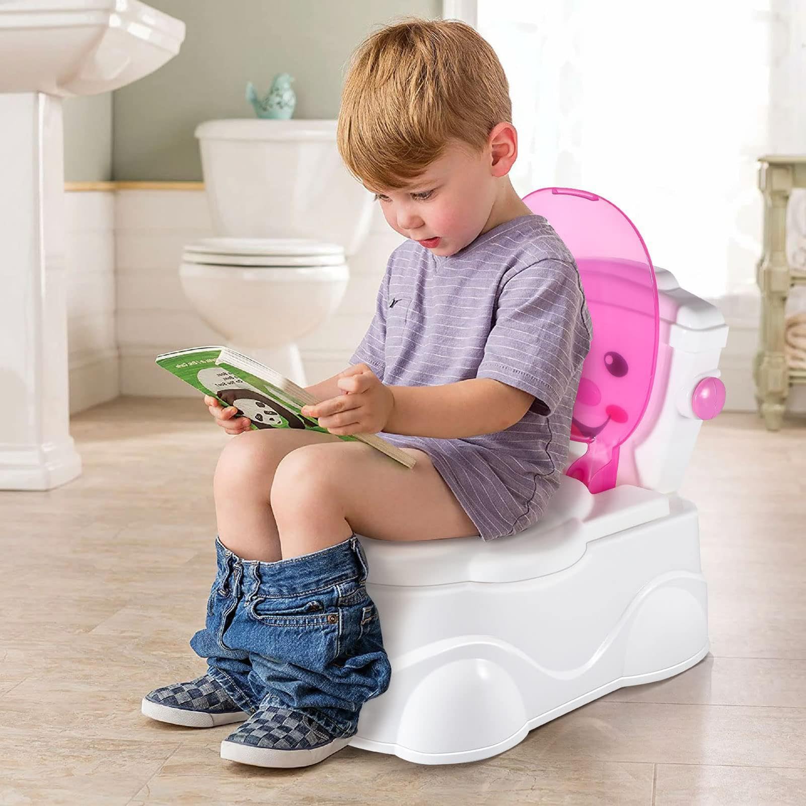 Orinal de entrenamiento para niños, con barra para colgar toallas de papel