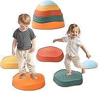 LoomLark Balance Stepping Stones for Kids 5pcs - Non-Slip River Stones Obstacle Course Sensory Toys for Toddlers Ages 3-8 Indoor Outdoor