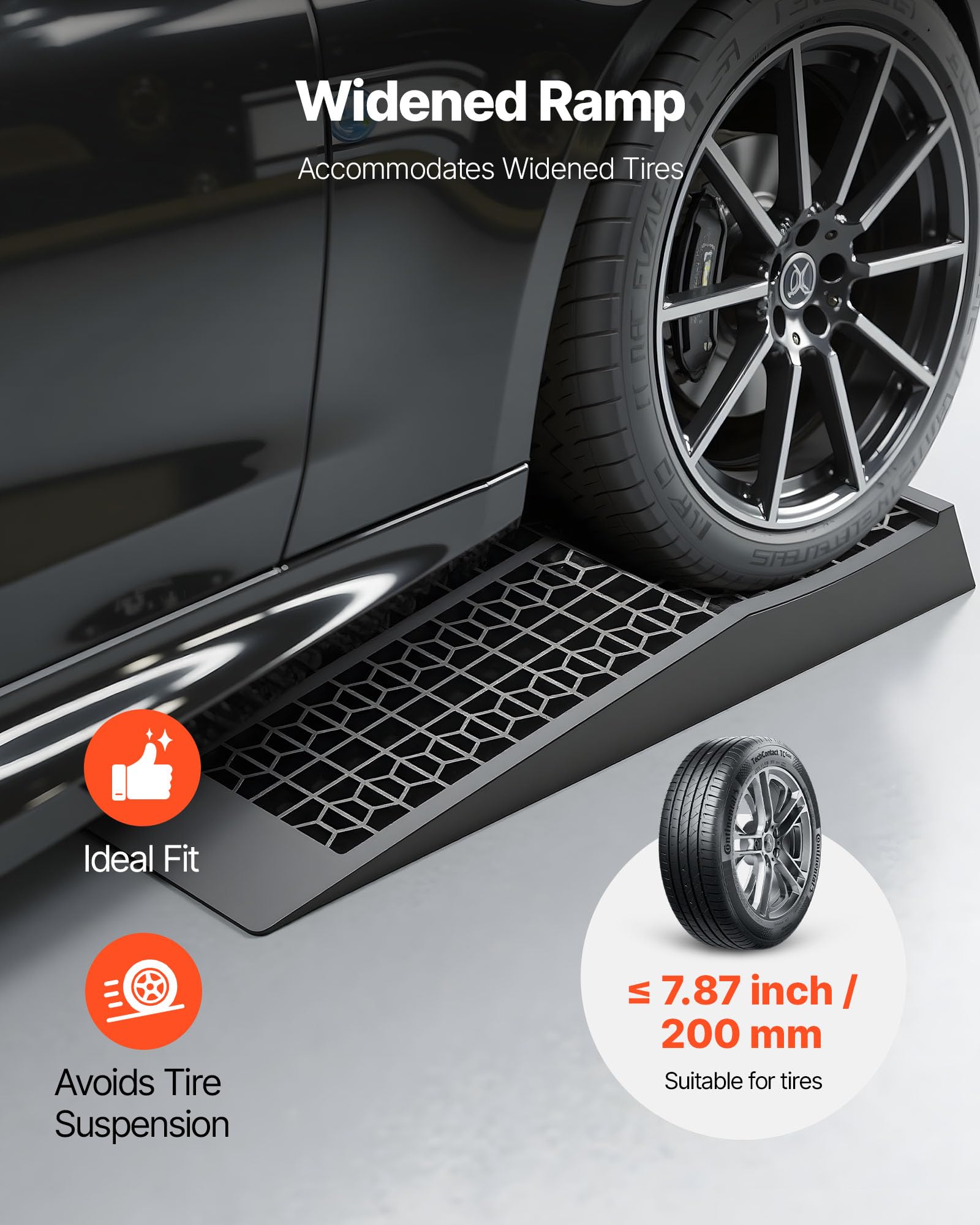 VEVOR Rampa di Carico per Auto, Altezza di Sollevamento 65 mm, Rampa per Sollevamento per Auto da Officina, Cambio Olio e Riparazione Camion, Ogni Pezzo Carico 9072 kg, Nero 4 Pezzi