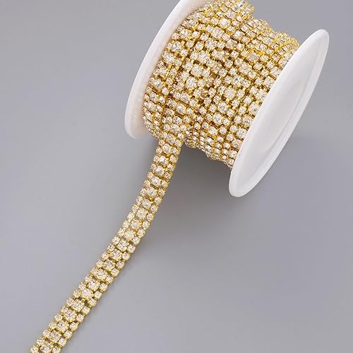 Miniatura 9 de Jerler Cadena de cierre de diamantes de imitación de 3 filas de 5 yardas para manualidades, bodas y decoraciones de ropa (rojo)