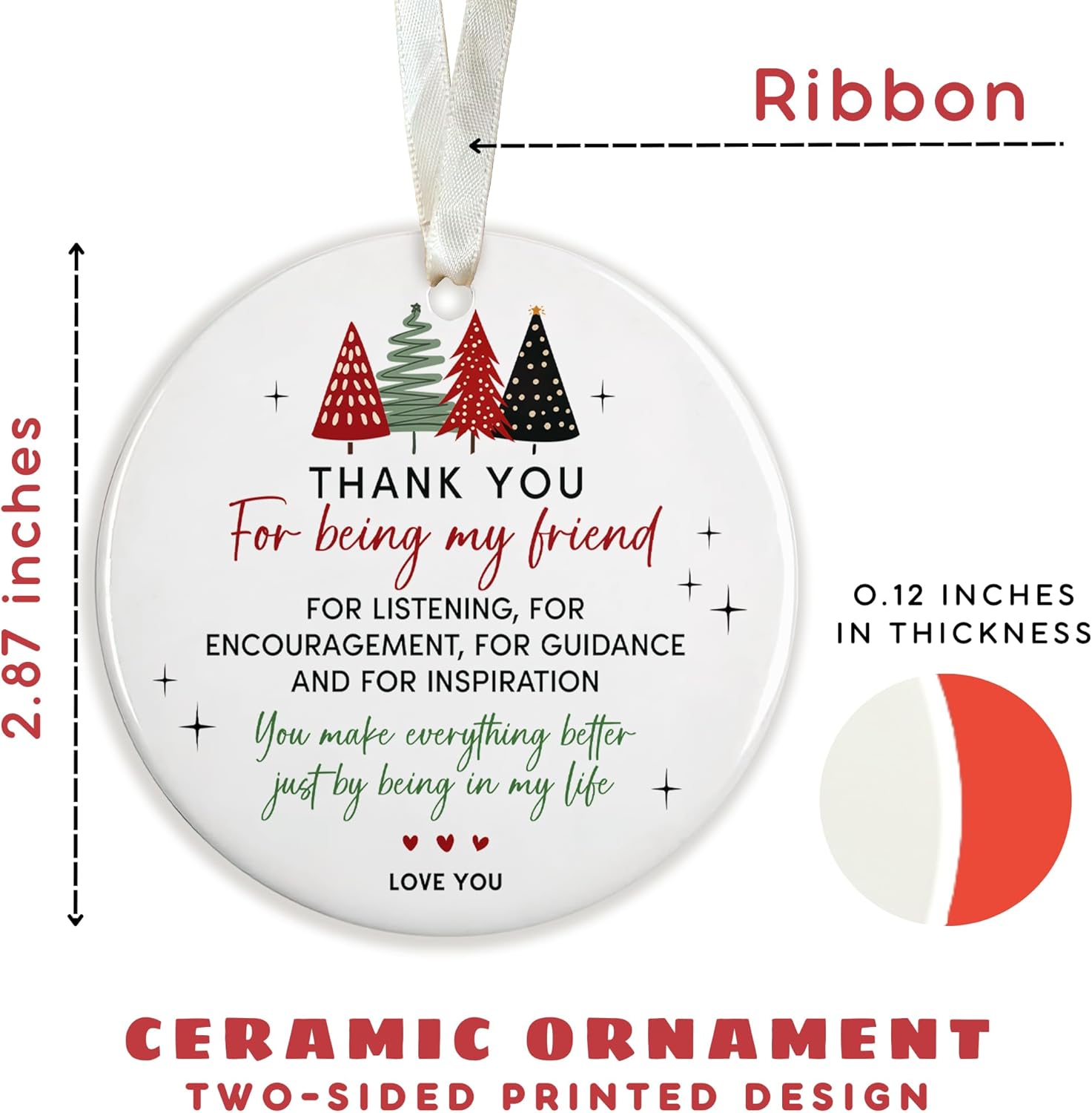 Best Friend Ornaments for Christmas Tree - Best Friends Bestie Ornaments for Women - Bestie Friendship Christmas Ornament - Besties Gifts for Women - Ceramic Ornament 2025 - Image 2