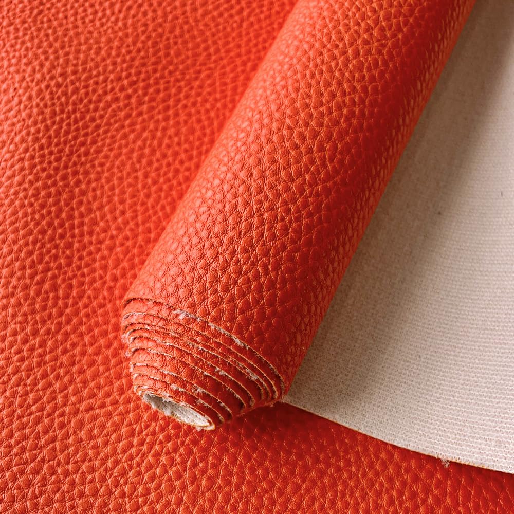 XHT 30 x 135CM Orange Soft Pearl Lustrous Textured Faux Leather PU Fabric for Bags, Bows, Earrings DIY Crafts