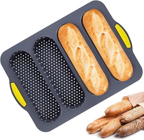 DOERDO Molde de silicona para hornear baguettes franceses, antiadherente, molde para hornear pan francés de silicona para restaurante casero