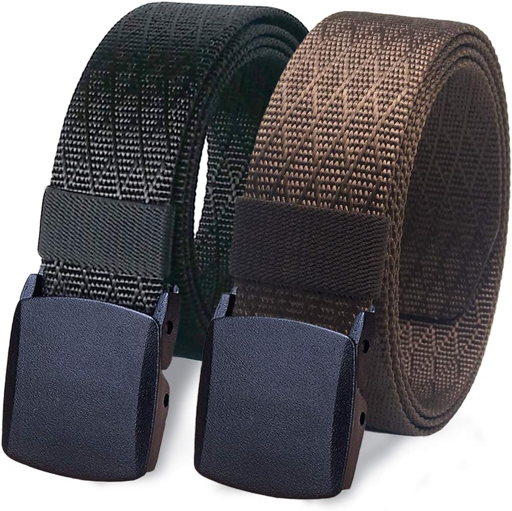 WYuZe 2 Pack Nylon Belt Outdoor Military Web Belt 1.5" Men Tactical Webbing Work Belts for Men