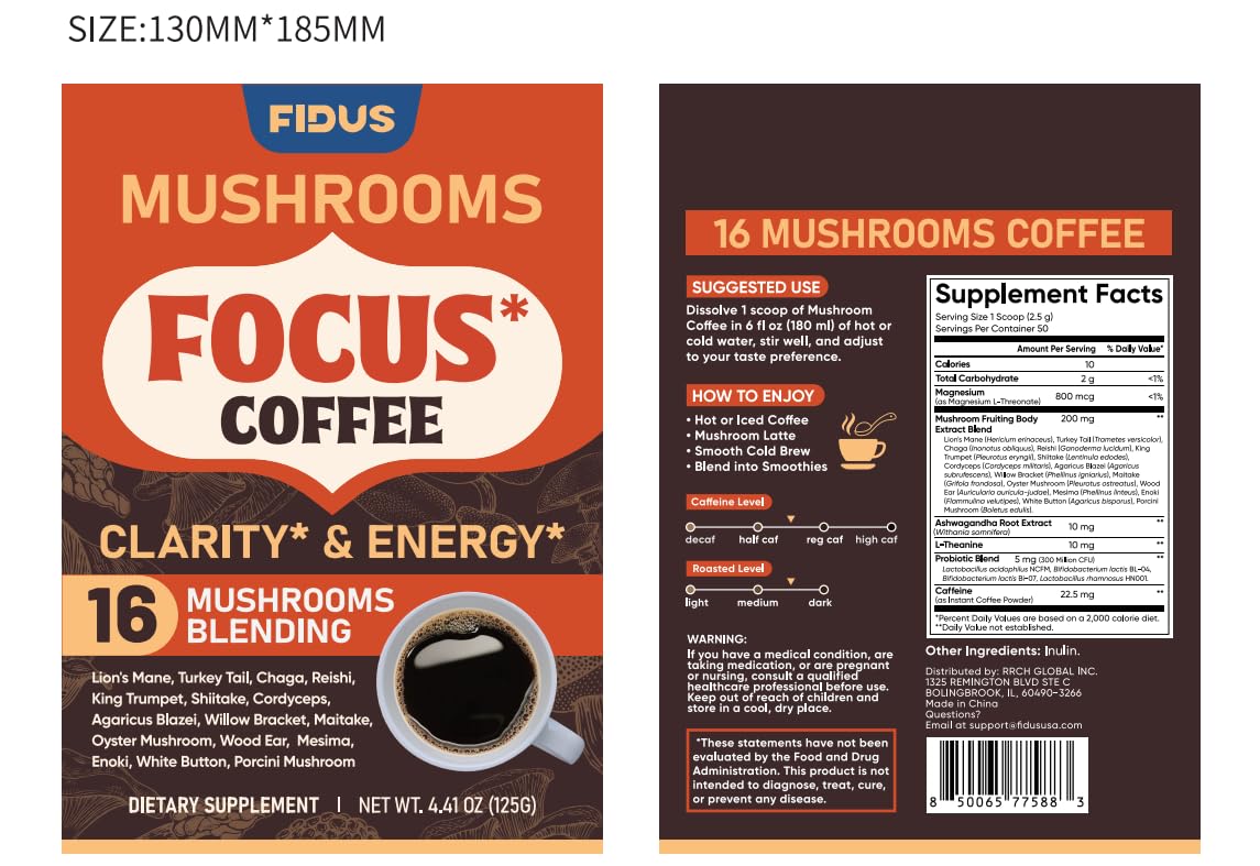 16 in 1 Mushroom Coffee with 8000mg Adaptogenic Mushrooms, 40 Servings — Amazon image 3