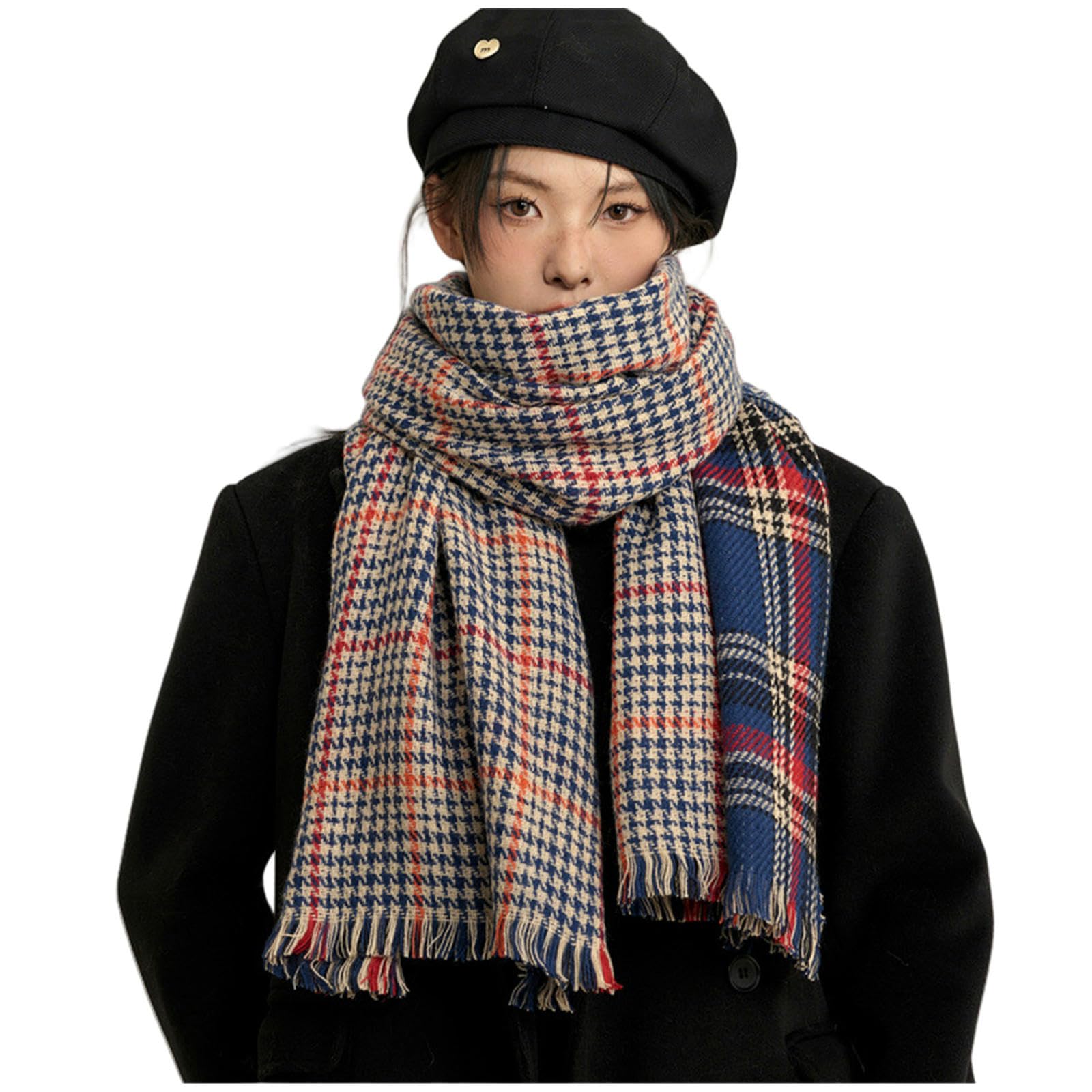 Sciarpa Donna Sciarpa A Quadri per Le Donne Inverno La Sciarpa A Collo Caldo di Fascia Alta per Uomini-i
