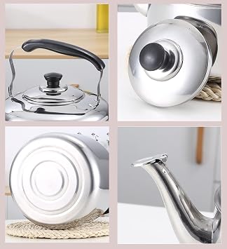 Small Tea Kettles for Stove Top, 3.2 Quart Stainless Steel Teapot, Whistling Tea Pots, Food Grade Teakettles with Loud Whistle and Anti-Rust