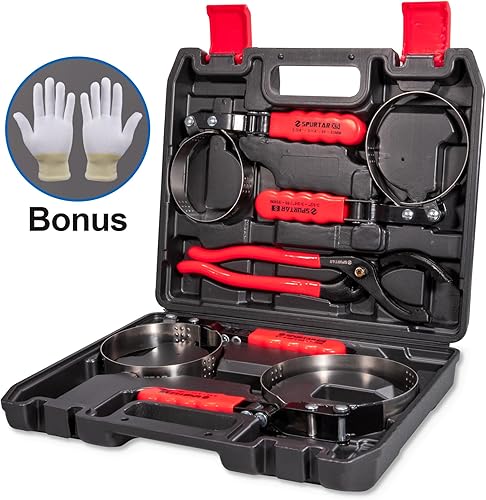 Miniatura 2 de Spurtar Juego de llaves giratorias para filtro de aceite de 5 piezas Ajustable Llave de 2-34" a 5-14" (70-133mm) Herramienta universal de 12" para