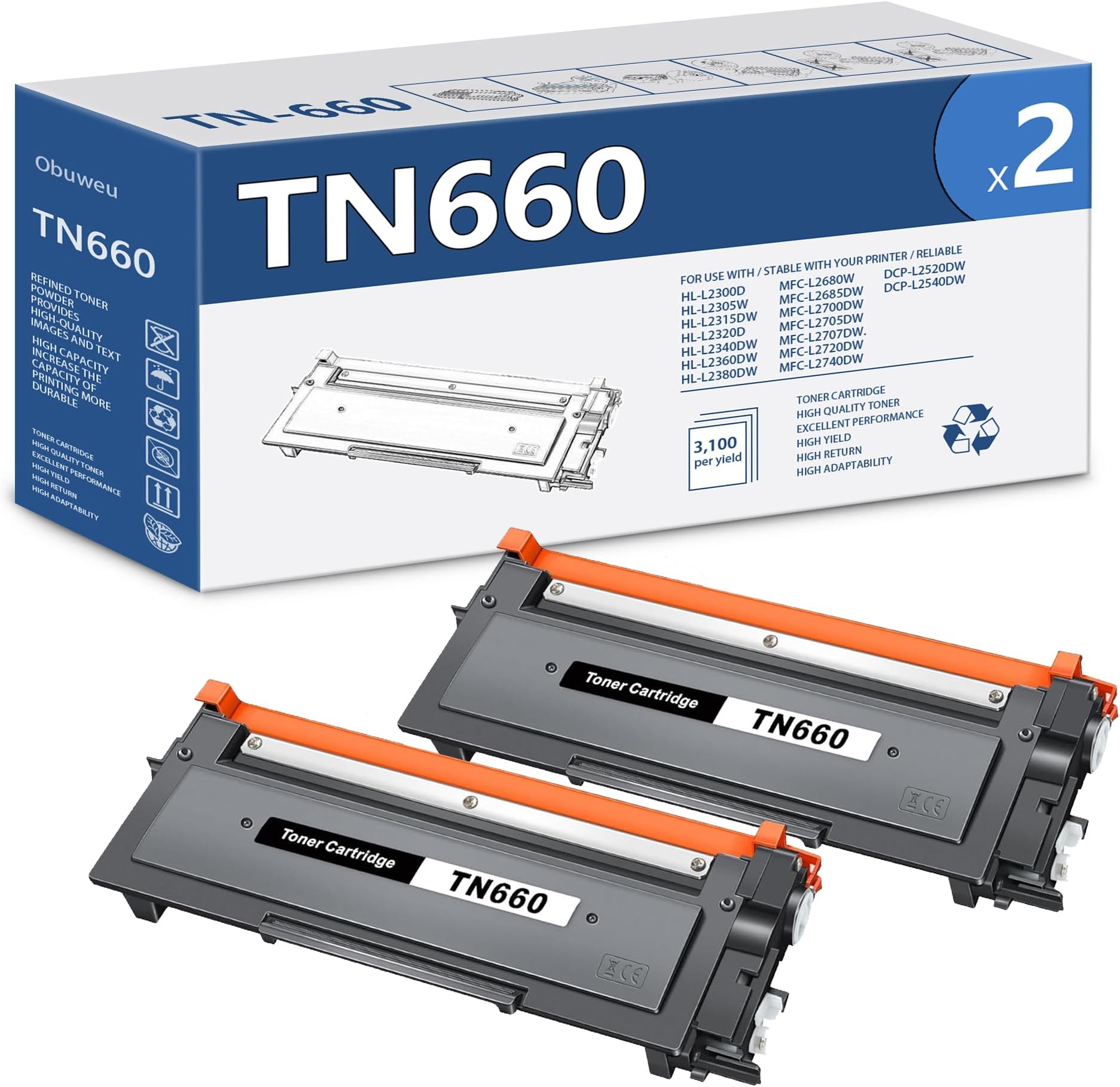Tamburo DR630 Brother Cartuccia Toner TN660 Tamburo DR630 Compatibile Brother - Per Stampanti MFC-L2740DW, L2707DW Ricambio Brother TN-660 DR-630 - Foto 8