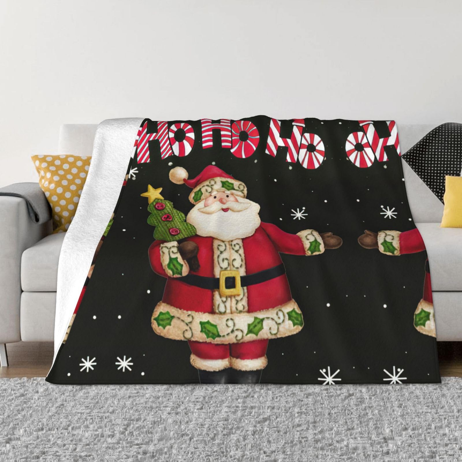 Couverture en flanelle douce Merry Christmas, plaid lit haute densité