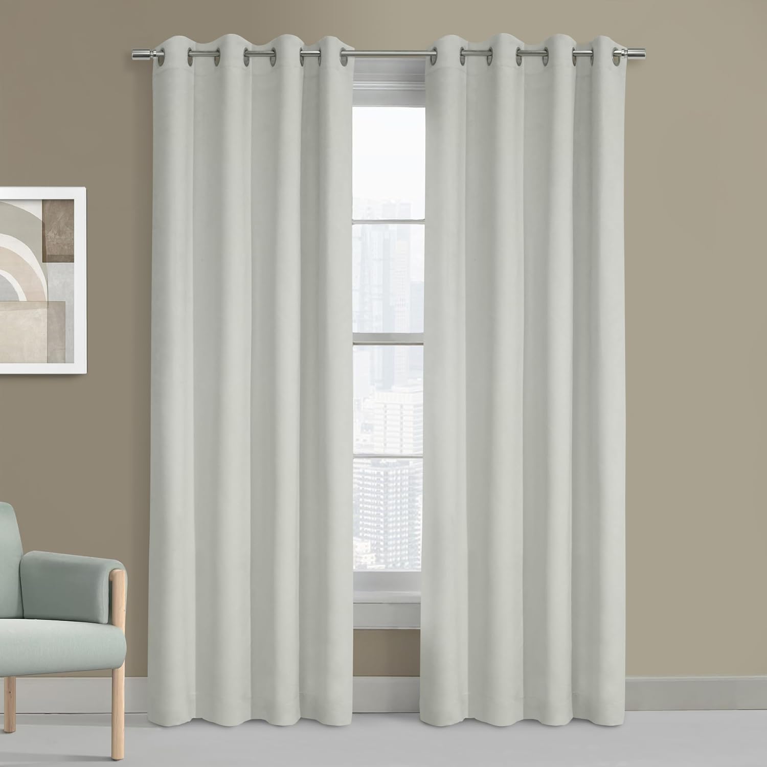Loft Living Nova Total Blackout Woven Faux Suede Curtain Panel 54" x 84" in Dark Grey