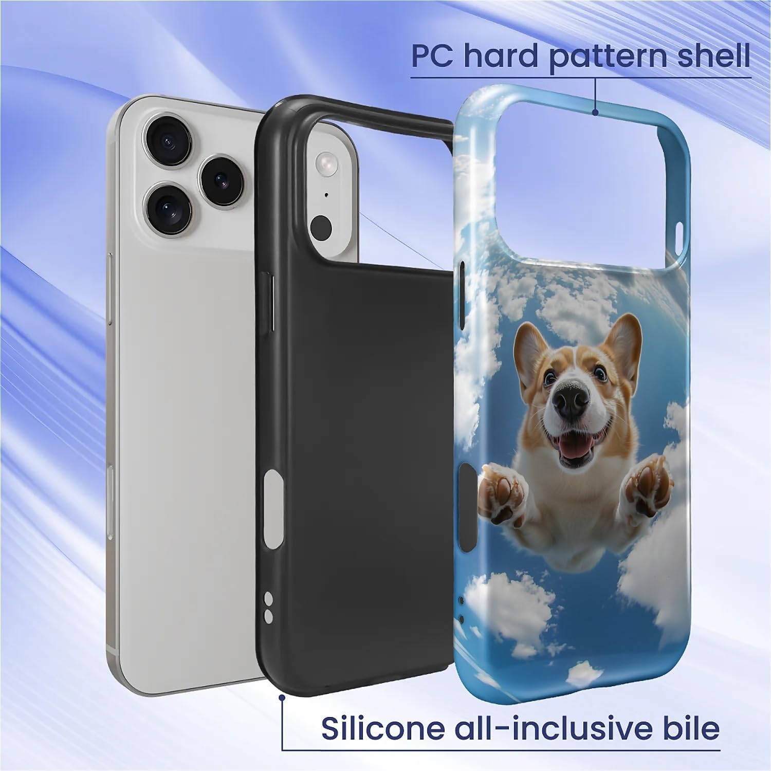 Compatible with iPhone 17 Pro Max Case, Cute Corgi Dog Pattern Print Matte Phone Case Durable Fashion Funny Liquid Silicone Case Soft Anti-Scratch Shockproof Protective Cover image 3