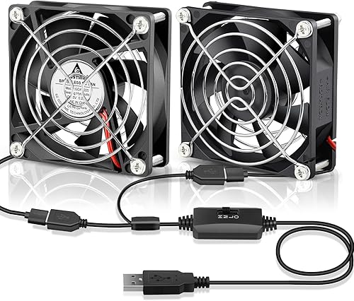 Vista 28 de GDSTIME Paquete de 2 ventiladores USB silenciosos de 1.575 pulgadas con 3 controles de velocidad, mini ventilador de carcasa de computadora sin