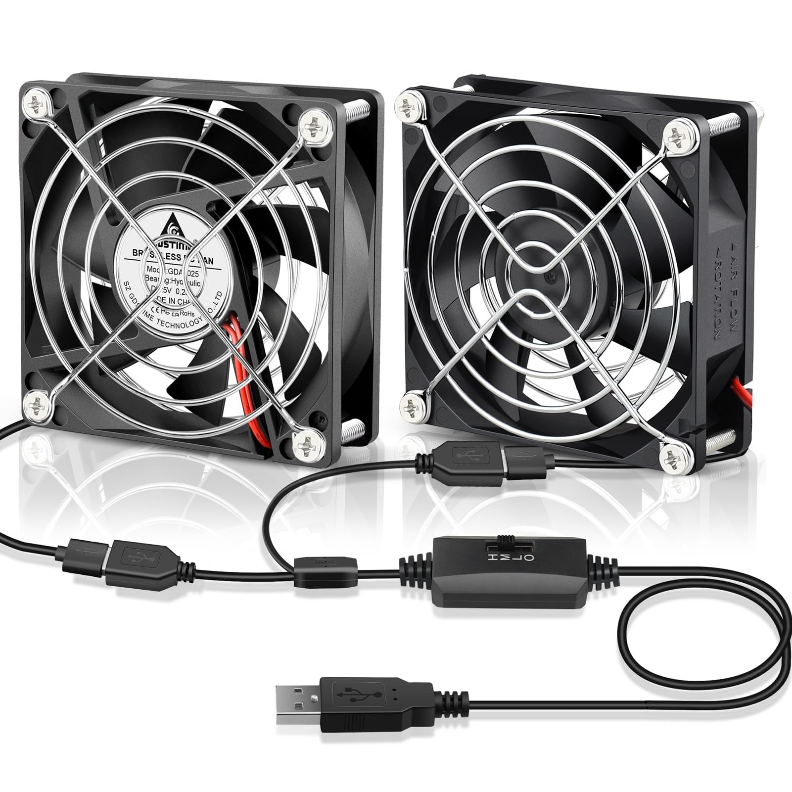 Snapklik.com : GDSTIME 2-Pack 80mm USB Fan