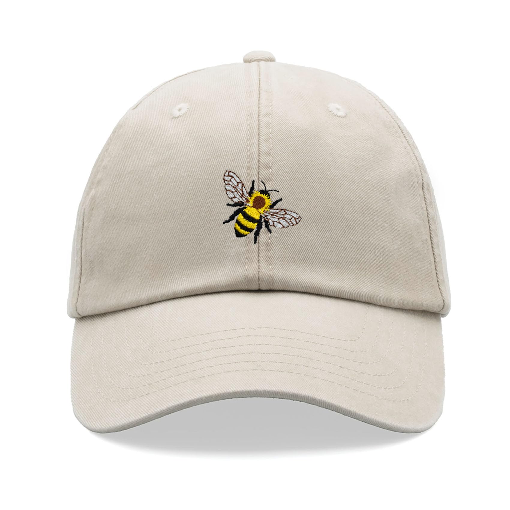 Honey Bee Baseball Cap Vintage Washed Unisex Dad Hat Adjustable Stone