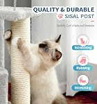 Made4Pets Cat Tree, Small Cat Tower for Indoor Cats with Cat Scratching Post & Stand from Natural Sisal / 2-Door Condo/Top Perch Bed/Spring Ball, Multi-Level Pet House for Kitten&Medium-Grey