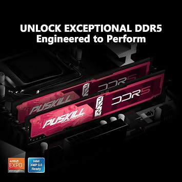 PUSKILL 32GB DDR5 RAM (2x16GB) 6000MHz CL30 Desktop Memory | Ultra-Low Latency Gaming PC Upgrade | Intel XMP 3.0 & AMD EXPO Ready for 700/600 & Ryzen 7000 (AM5)