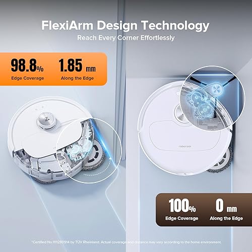 Miniatura 3 de roborock Qrevo Master Robot Aspirador y Trapeador Combo, succión de 10,000 Pa, diseño FlexiArm cepillo lateral y trapeador, lavado y secado