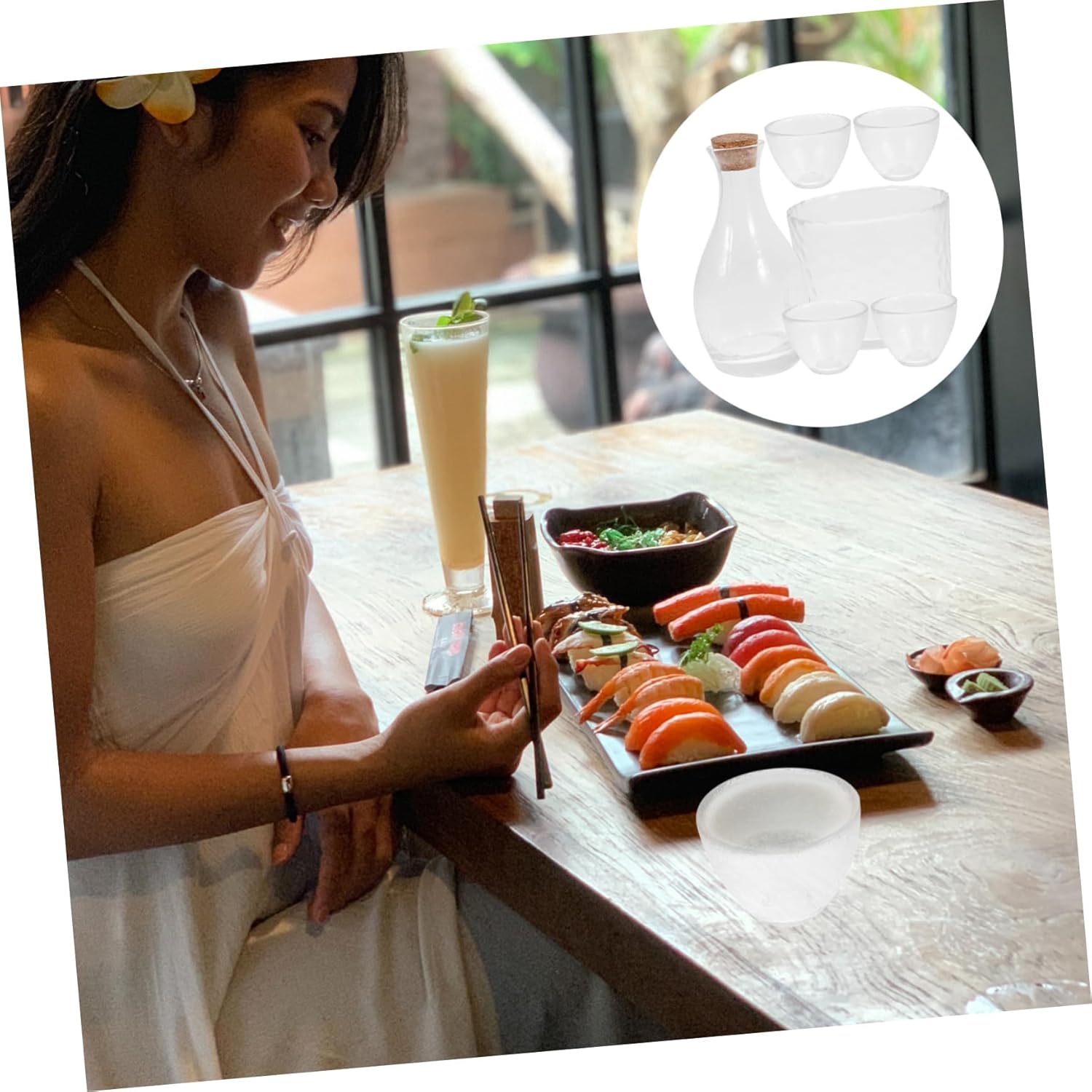 Japanese Sake Set Include 1 Tokkuri Bottle and 4 Ochoko Cups Sake Pot for Hot or Cold Sake Traditional Tea Cup