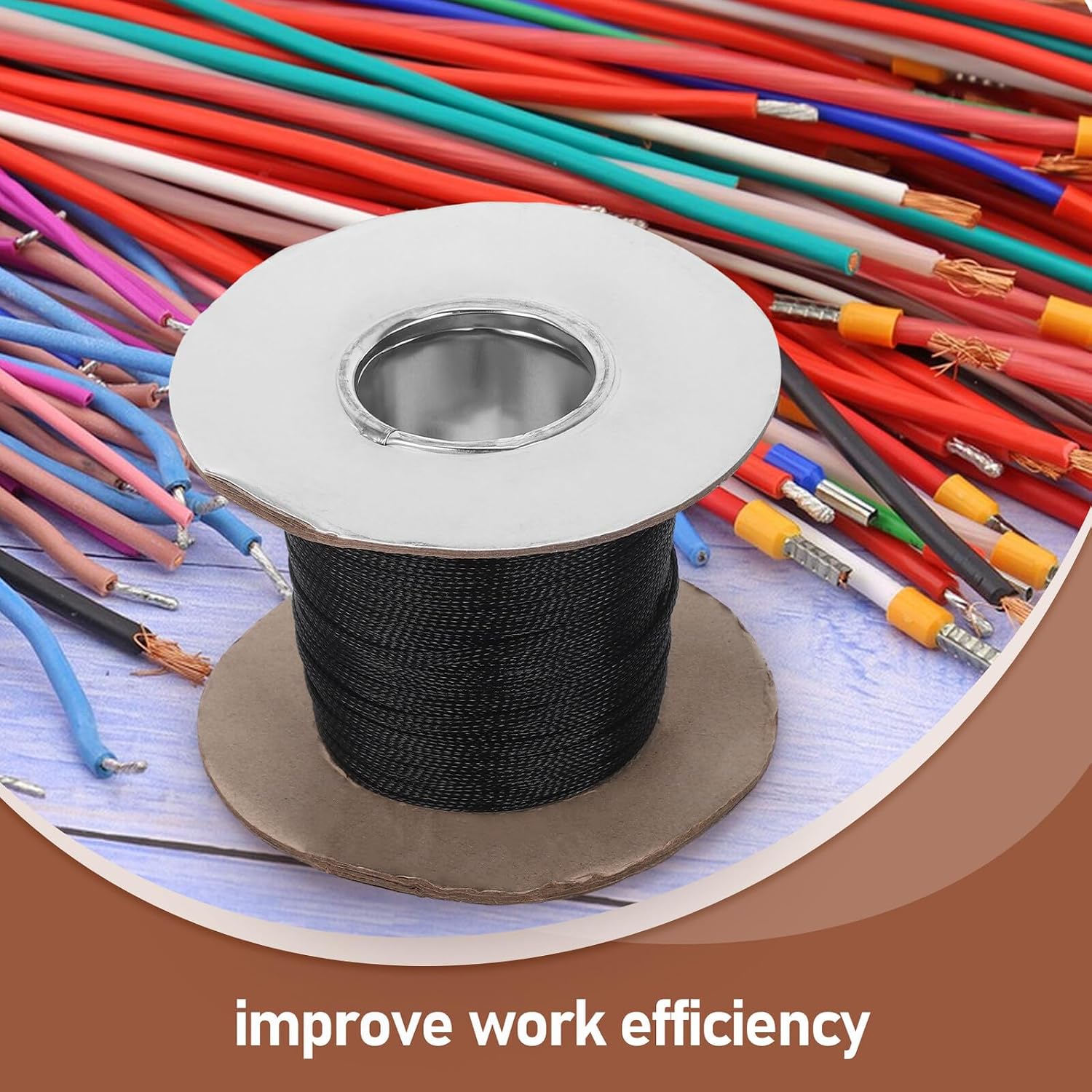 Toddmomy Flame Retardant Braided Nylon Wire Management Sleeve 3mm Flat Mesh Tube Cord Protector for Electronics Cable Organizer Home and Office Wire Cover