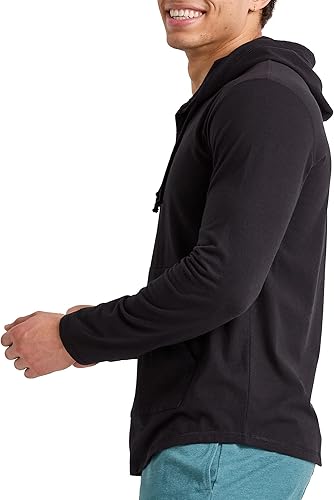 Vista 3 de Hanes Sudadera con capucha de algodón para hombre, ligera, con cuello Henley