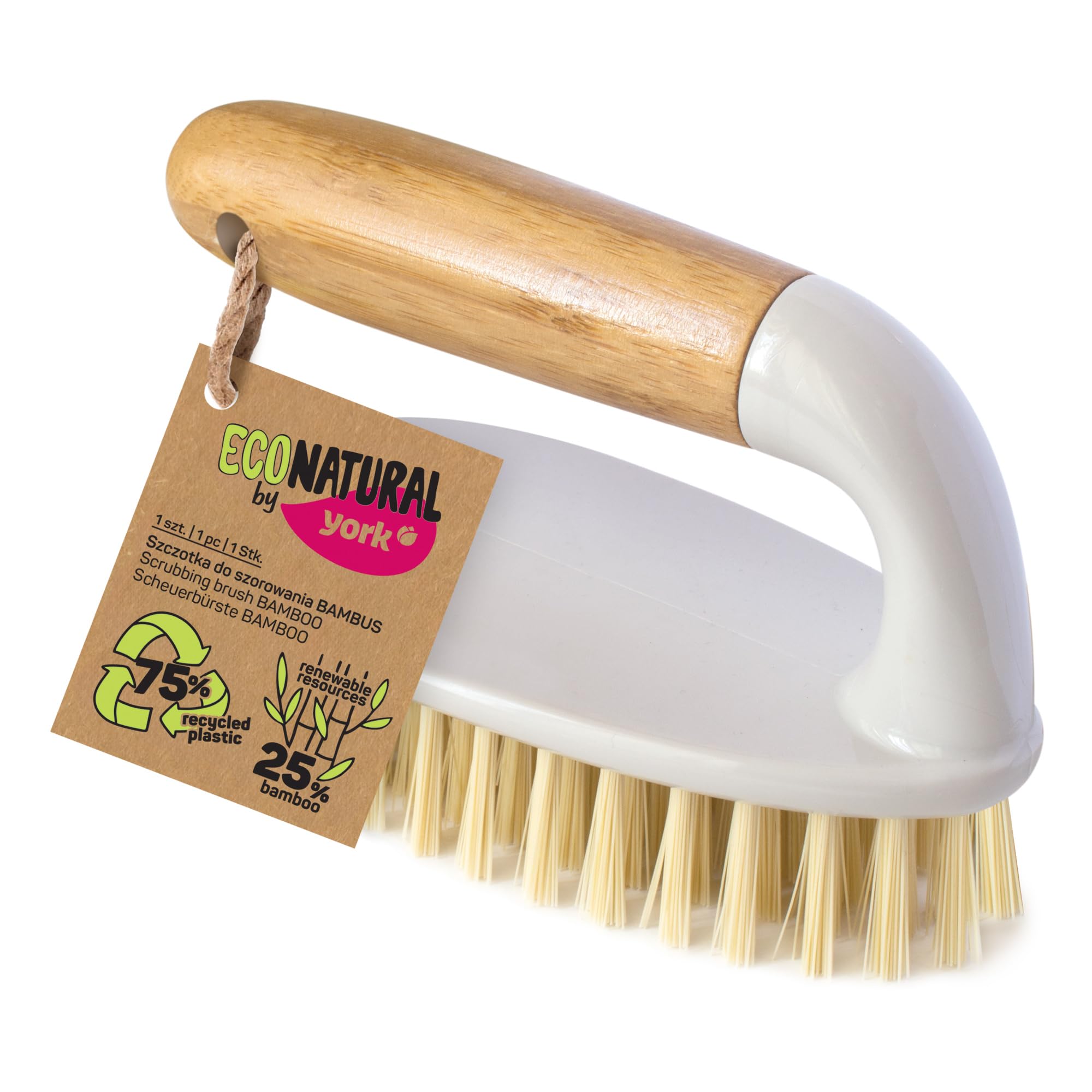 YORK Ecological Household Scrubber Bamboo Brush for Cleaning Tough Stains, Cloth Washing Brush, Laundry, Bathroom Cleaning Brush, Kitchen Cleaning Brush, Hard Bristles with Easy Grip Handle-image-25