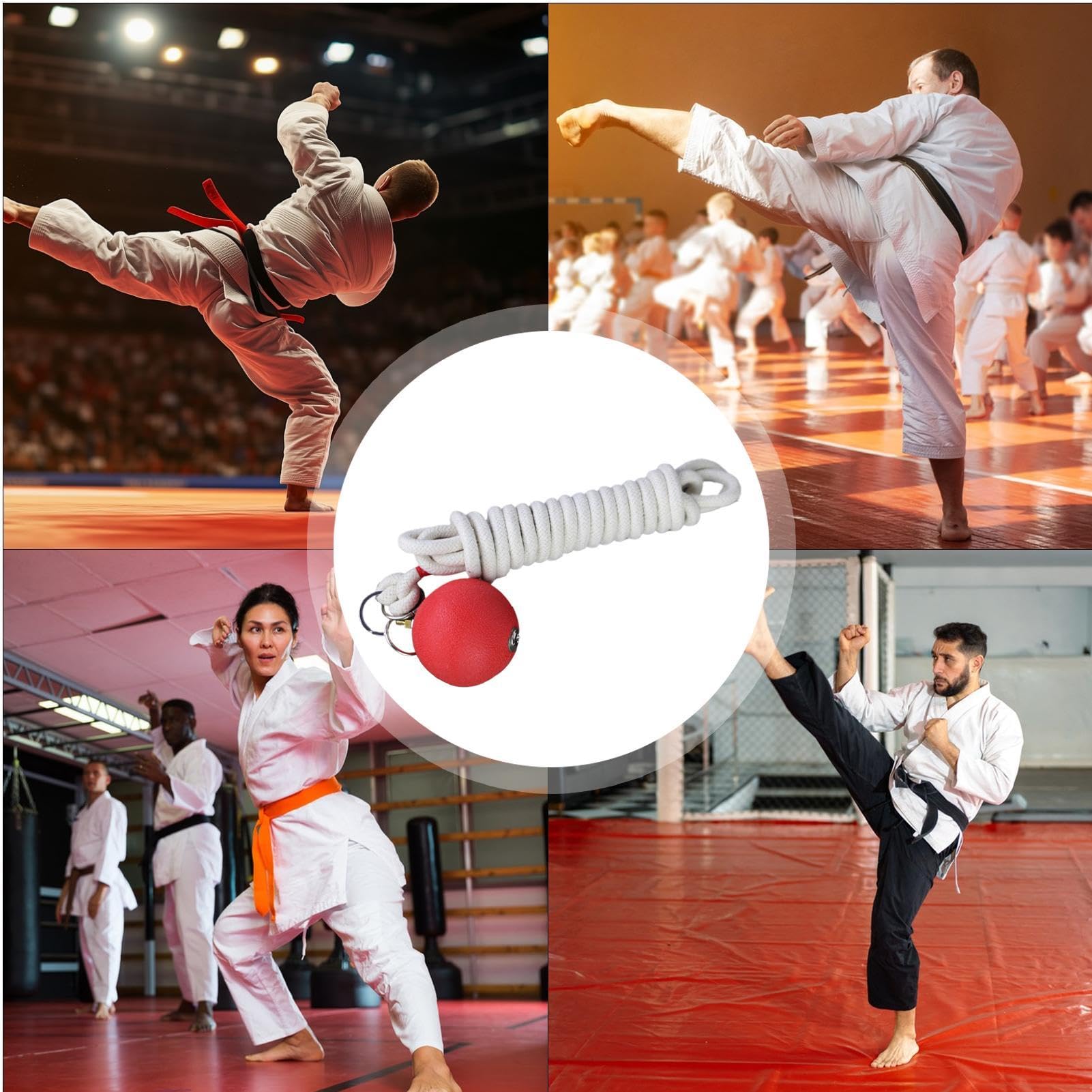 Rope Dart Hammer, Rubber Throw Training, Traditional Martial Arts Practice Equipment, Safe User-Friendly Design with Long Rope for Strength & Coordination, 137.8 Inches, Silver