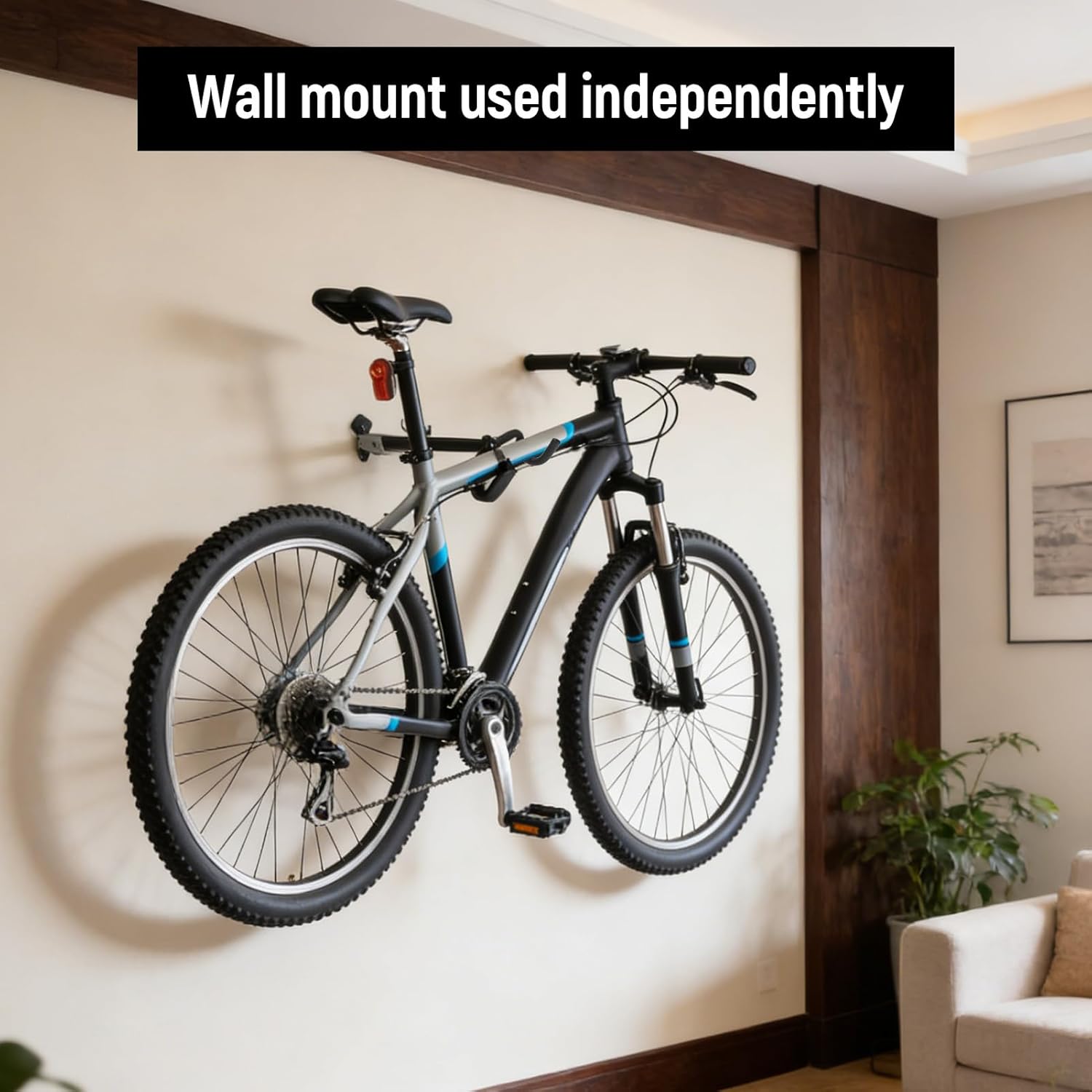 doorslay Bike Wall Mount Hanger Rack, 2 in 1 Indoor Adjustable Helmet Holder Storage Rack with Foldable Arms for Road and Mountain Bikes, Carbon Steel Construction