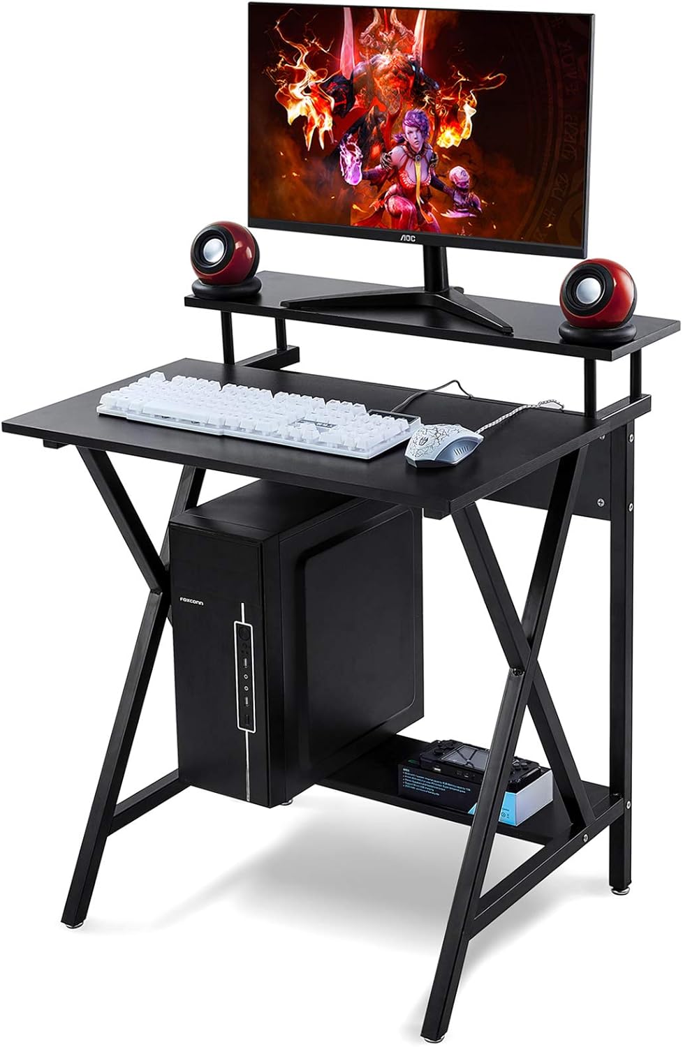 DEFWAY Small Gaming Computer Desk Mini Computer Desk with Top Monitor