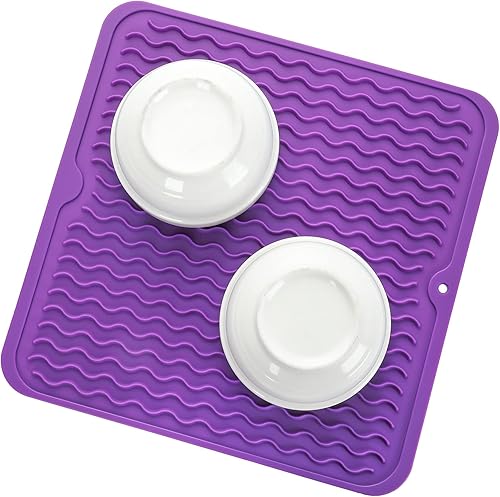 Miniatura 978 de Tapete de silicona para secado de platos para múltiples usos, fácil de limpiar, ecológico, resistente al calor, tapete de silicona para encimera