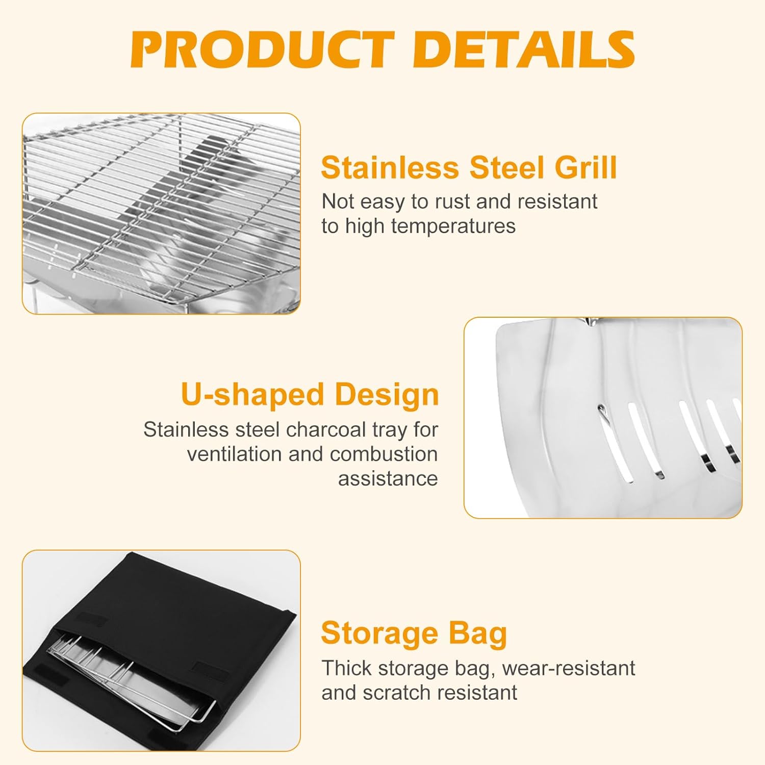 19" Portable Fire Pit for Camping Foldable Stainless Steel Fire Pit Collapsible Wood Burning Stove with Grill Net for BBQ Picnics Backpacking Beach Bonfires Outdoor Heating