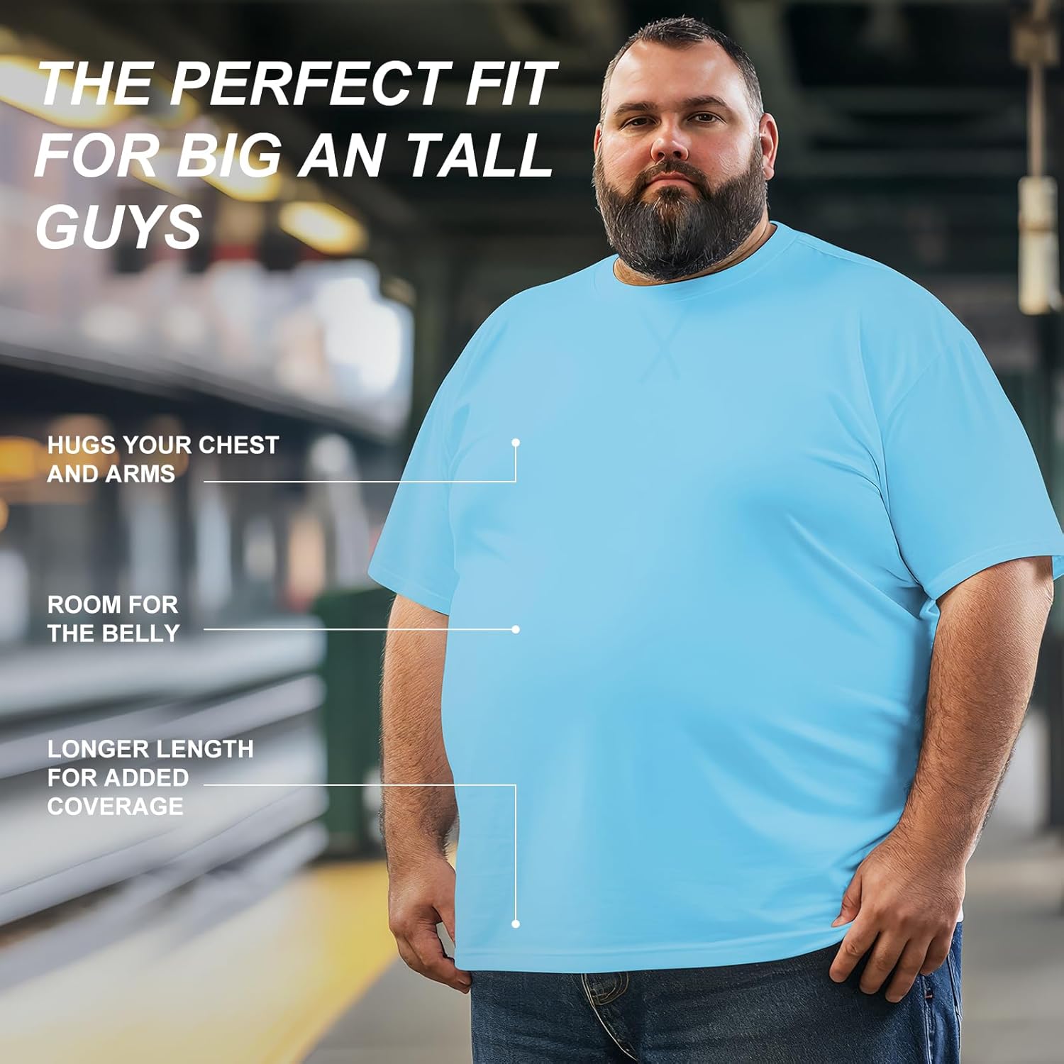 Men's 3XL-8XL Big and Tall T-Shirts Casual Stretch Short-Sleeve Tee for Men - Image 3