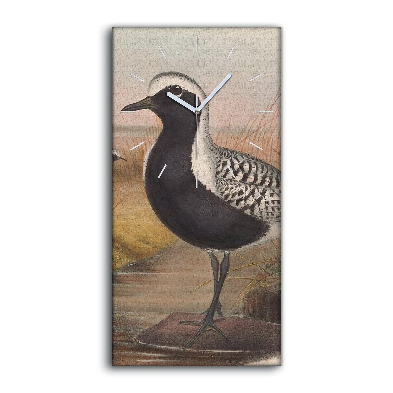 Horloge sur Toile Oiseaux Animaux Sauvages Image Art Moderne Salon 30x60