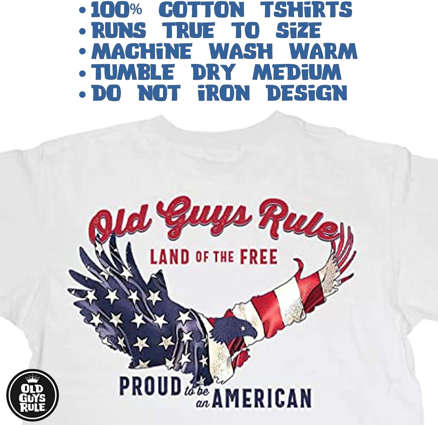OLD GUYS RULE Men's Graphic T-Shirt, Land of The Free - 4th of July, Veterans Day, Memorial Day - Novelty USA Patriotic Tee