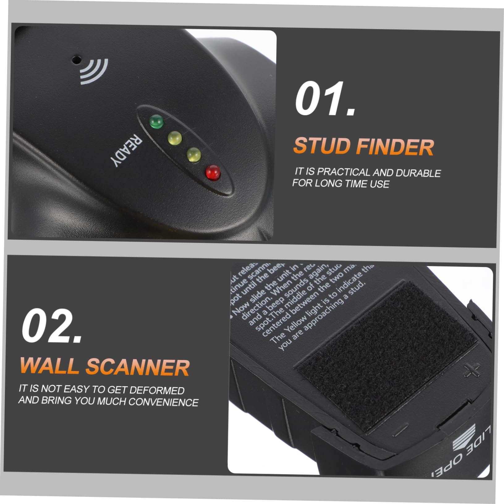 HOMSFOU 2pièces Détecteur De Métaux Montants Et Scanner Mural Électronique Pour Plafonds Sols Et Murs Peints Outil De Détection Pour Installation De Étagères