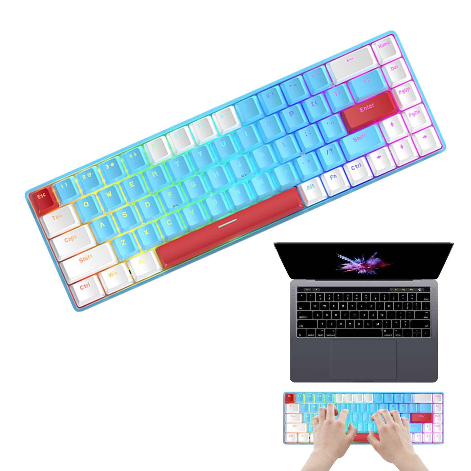 Teclado mecánico 60%, Teclado con Cable retroiluminado RGB, Compacto de 68 | teclas para laptop, escritorio, PC, teclas programables para escribir, oficina, estudio, 12.28 x 4.06 x 1.54 pulgadas