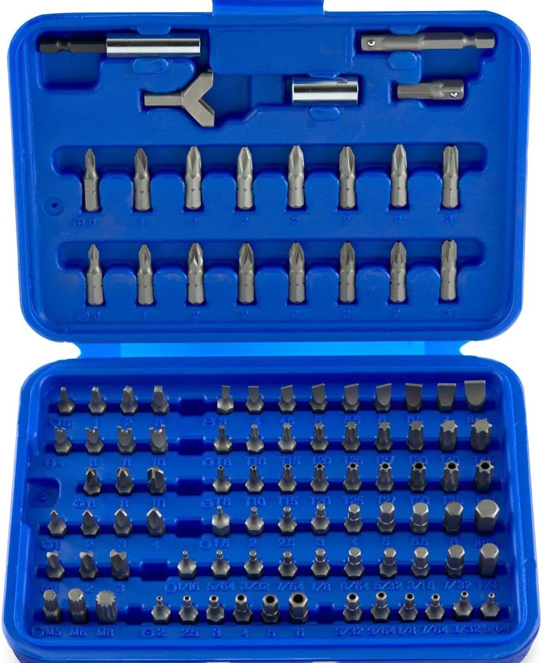 NEIKO 10048A Security Bit Set 100-Piece Set Cr-V Steel 1/4-inch Adapters Phillips Slotted Hex Torx Star Tamperproof Pozi Square Spanner Torque Tri-Wing Clutch Spline Wing Nut, Security Torx Bit Set