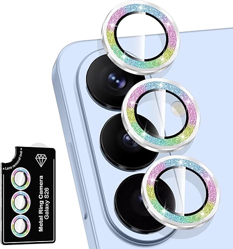 Miniatura 234 de Protector de lente de cámara para Samsung Galaxy S25 FE, cubierta individual de lente de vidrio templado con anillo de metal, [fuerte adsorción]