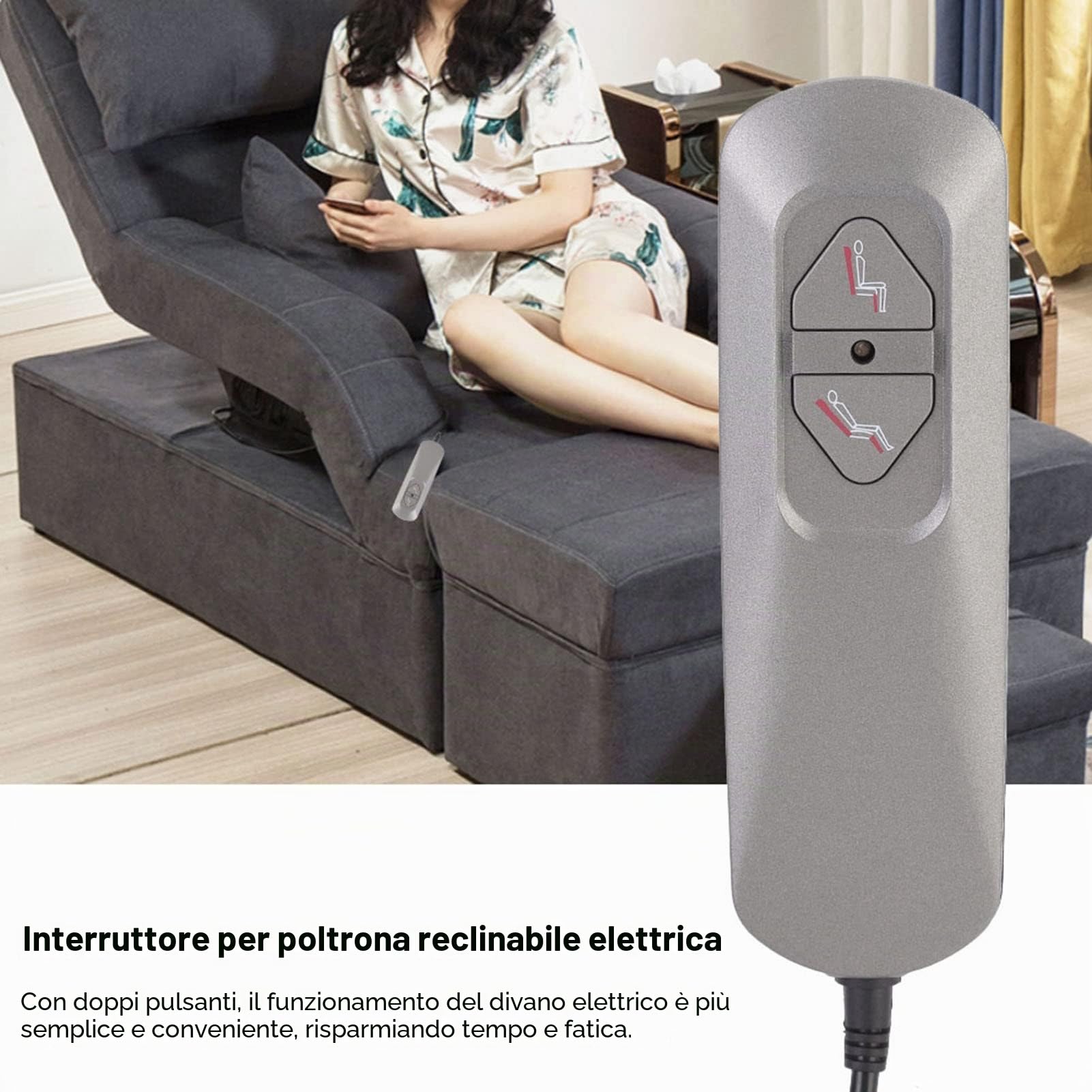 Controller elettrico per divano a 2 pulsanti, telecomando elettrico per poltrona elevabile, controller sostitutivo per poltrona reclinabile di alimentazione da 5 V 1,8 m, telecomando per