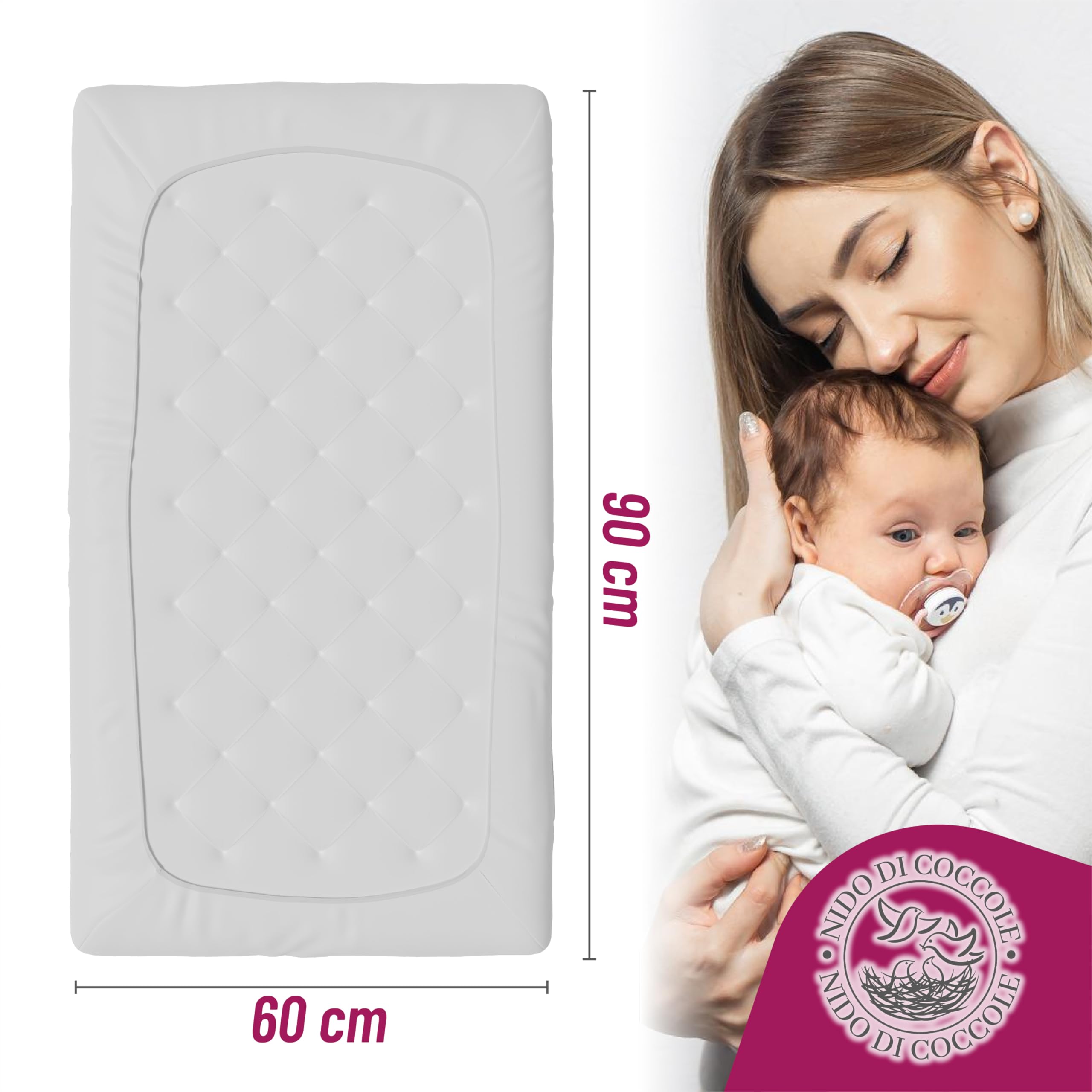 Coprimaterasso Next to Me 60x90 cm Set 2 sztuk Traspiranti Lavabili Angoli Elasticizzati Antiacaro