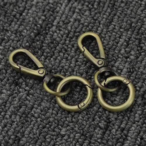 Miniatura 10 de Gancho giratorio de doble apertura para llavero, cierre de langosta, clip de resorte con anillo para llaves, cordones, joyería DIY (dorado)