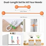 Attaches de câbles magnétiques en silicone réutilisables - 2 Tailles Combo (4pcs 2,95'' + 4pcs 7,68'') - Multi-pourboire pour le bundling de câble, l'organisation, signets & Aimants pour réfrigérateurs - Couleurs assorties, 8-Pack (8)