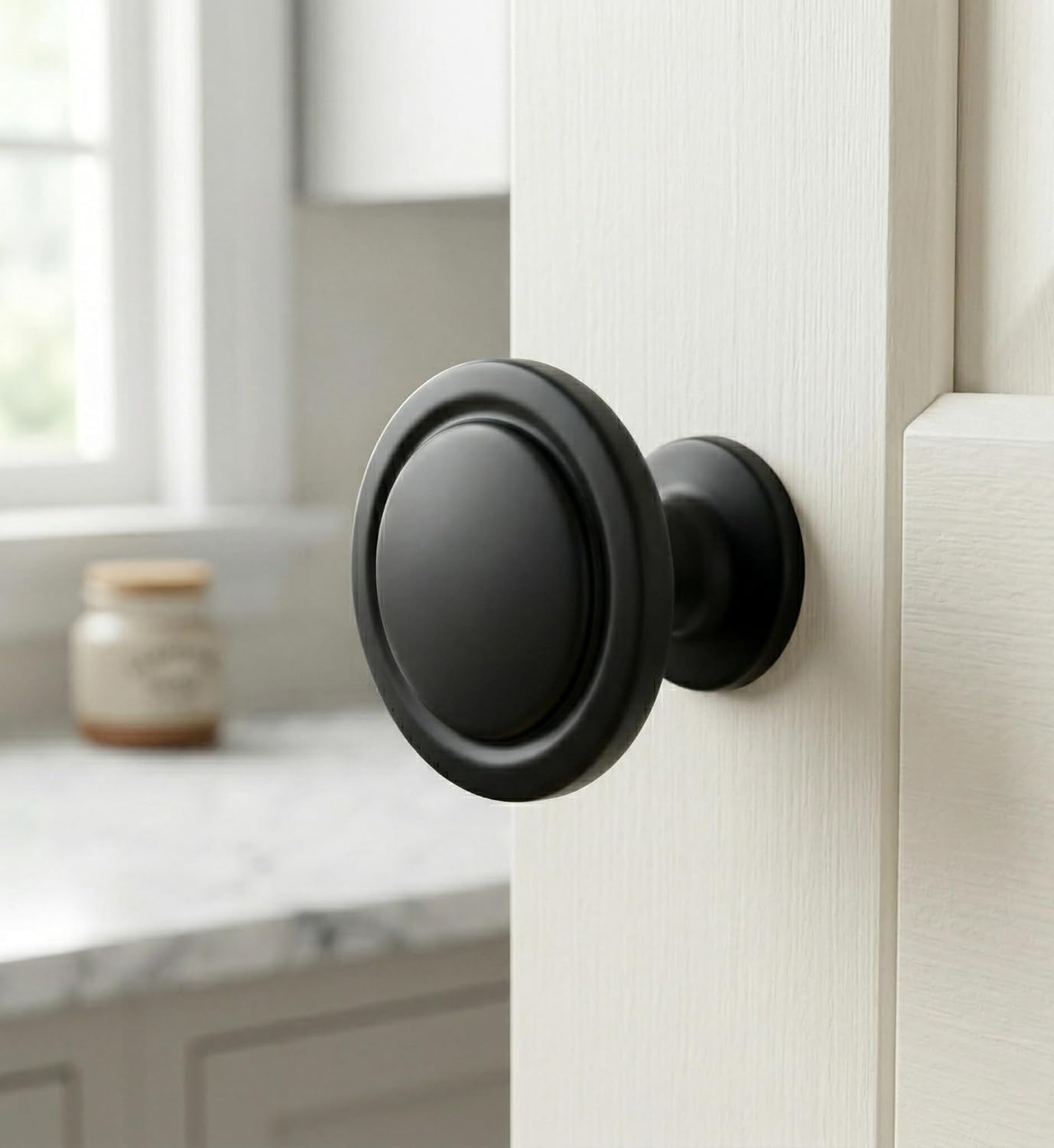 Cosmas 10 Pack 5560FB Flat Black Cabinet Hardware Round Knob - 1-1/4" Diameter