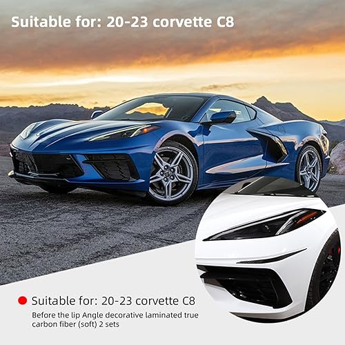 Miniatura 4 de Kit de decoración de cubierta de palas delanteras, calcomanías exteriores para parachoques delantero, calcomanías de fibra de carbono, accesorios