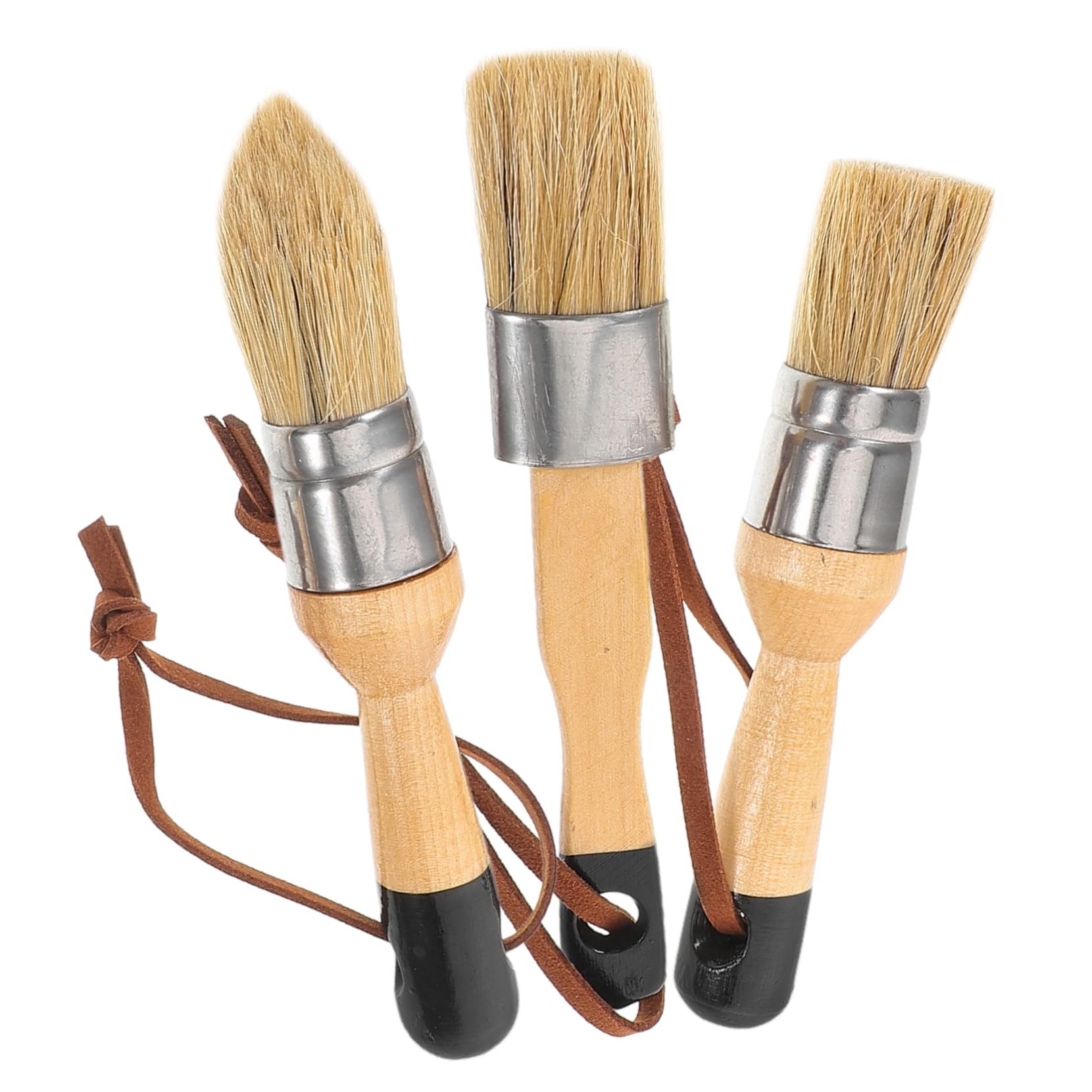 Tofficu 2 Series Juego De Pincel De Cera Pinceles Pincel Mate Interior Pintar Mancha Redondo Casa Muebles Oscuro Equipo Cera Pinceles Brocha Cepillo Pequeño De Madera 3 Piezas*2