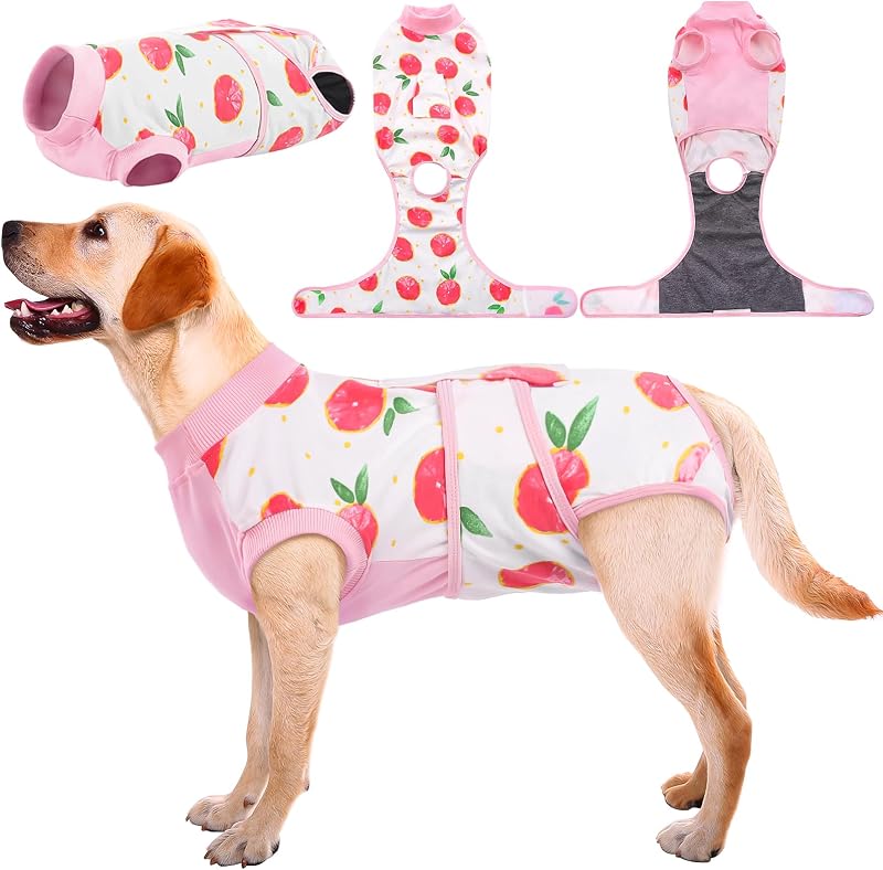 Macacão de Recuperação Kuoser para Cães e Gatos, Tecido Macio 95% Algodão e 5% Spandex, Rosa, XL